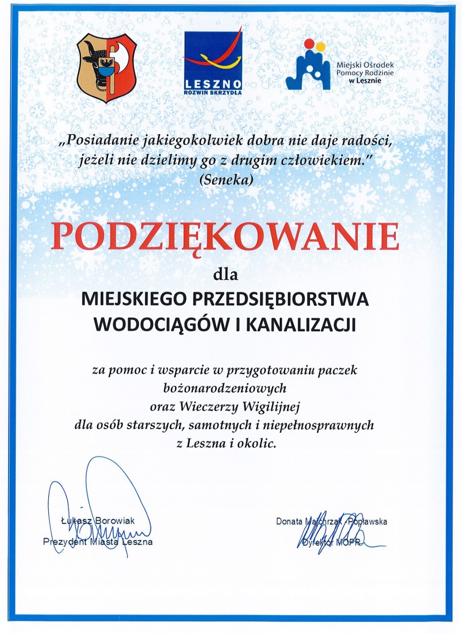 Podziekowanie MOPR 2017 2